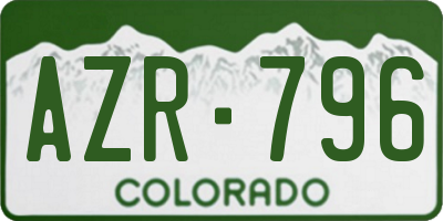 CO license plate AZR796