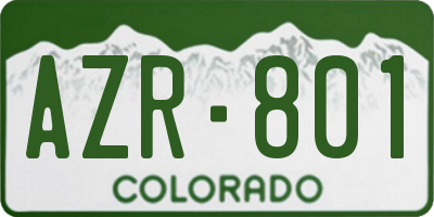 CO license plate AZR801