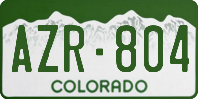 CO license plate AZR804