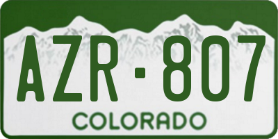 CO license plate AZR807