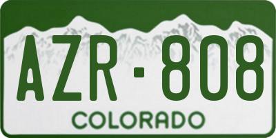 CO license plate AZR808