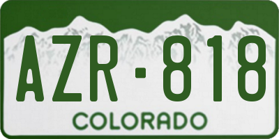 CO license plate AZR818