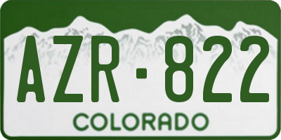 CO license plate AZR822