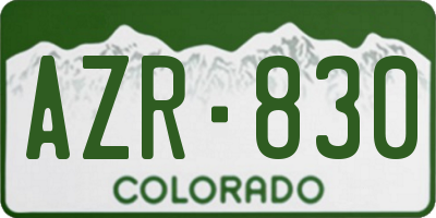 CO license plate AZR830