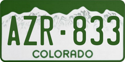 CO license plate AZR833