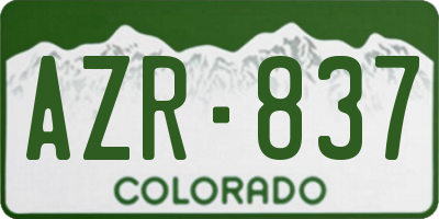 CO license plate AZR837