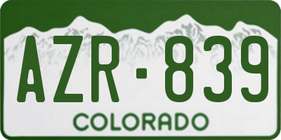 CO license plate AZR839