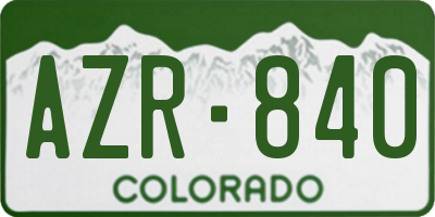 CO license plate AZR840