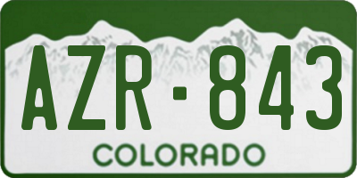 CO license plate AZR843