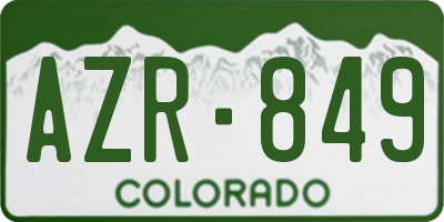 CO license plate AZR849