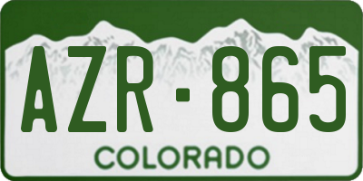 CO license plate AZR865