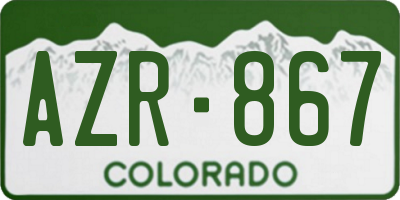 CO license plate AZR867