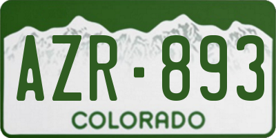 CO license plate AZR893