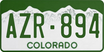 CO license plate AZR894