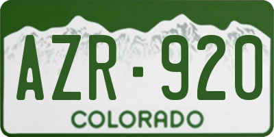 CO license plate AZR920