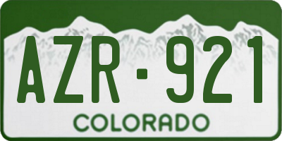 CO license plate AZR921