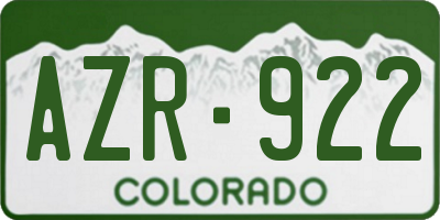 CO license plate AZR922