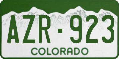 CO license plate AZR923