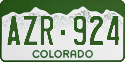 CO license plate AZR924