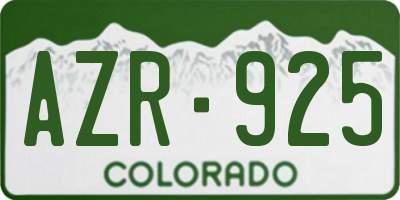 CO license plate AZR925