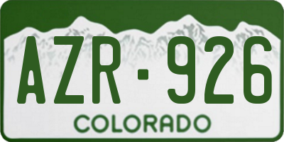 CO license plate AZR926