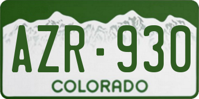 CO license plate AZR930