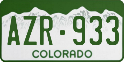 CO license plate AZR933