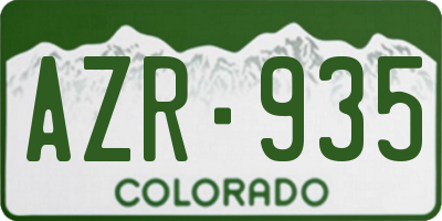 CO license plate AZR935