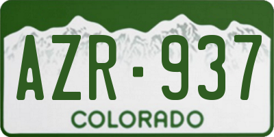 CO license plate AZR937