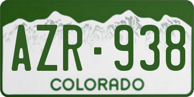 CO license plate AZR938