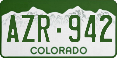 CO license plate AZR942