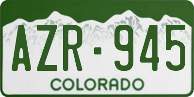 CO license plate AZR945