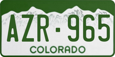 CO license plate AZR965