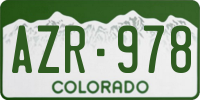 CO license plate AZR978