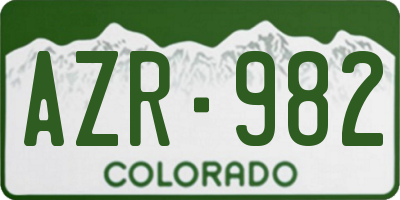 CO license plate AZR982