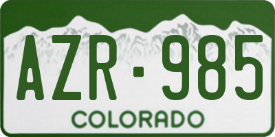 CO license plate AZR985