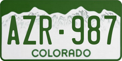 CO license plate AZR987