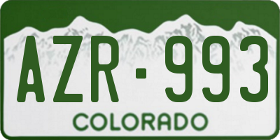 CO license plate AZR993