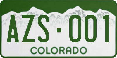 CO license plate AZS001