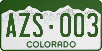 CO license plate AZS003