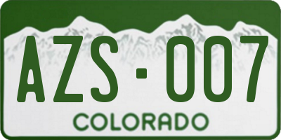 CO license plate AZS007