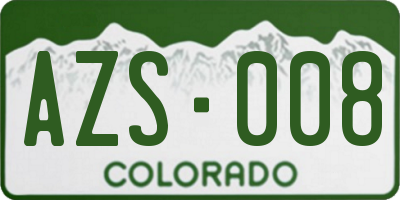 CO license plate AZS008