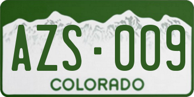 CO license plate AZS009