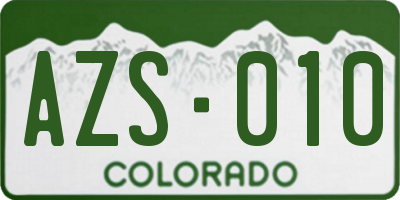 CO license plate AZS010