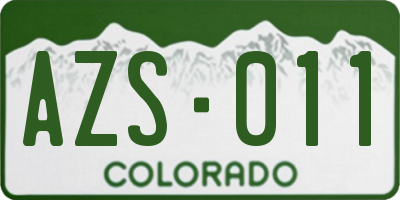 CO license plate AZS011