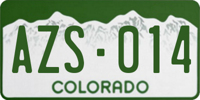 CO license plate AZS014