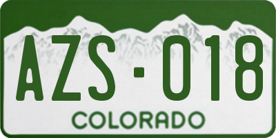 CO license plate AZS018