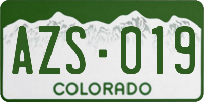 CO license plate AZS019