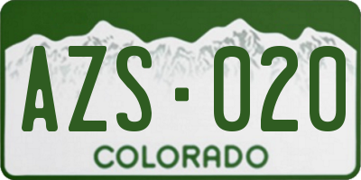 CO license plate AZS020