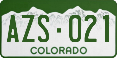 CO license plate AZS021